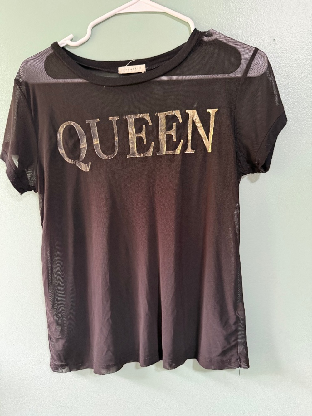 Occasion “QUEEN” Sheer Mesh Top – Size Large
